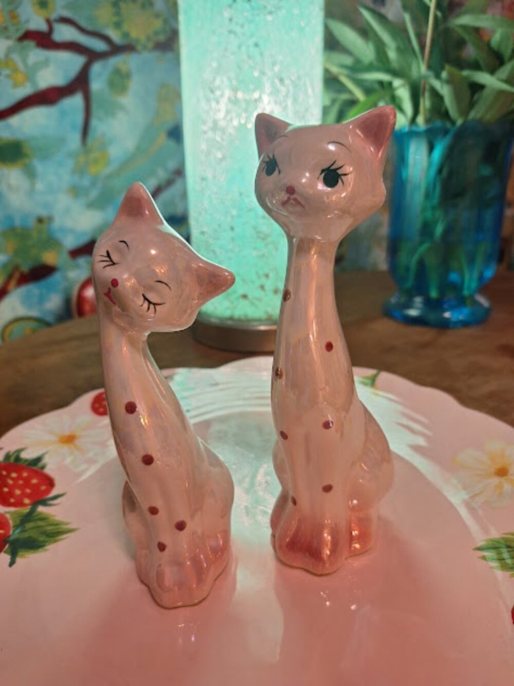 Vintage MId Century Ceramic Kitty Cats Hand Painted